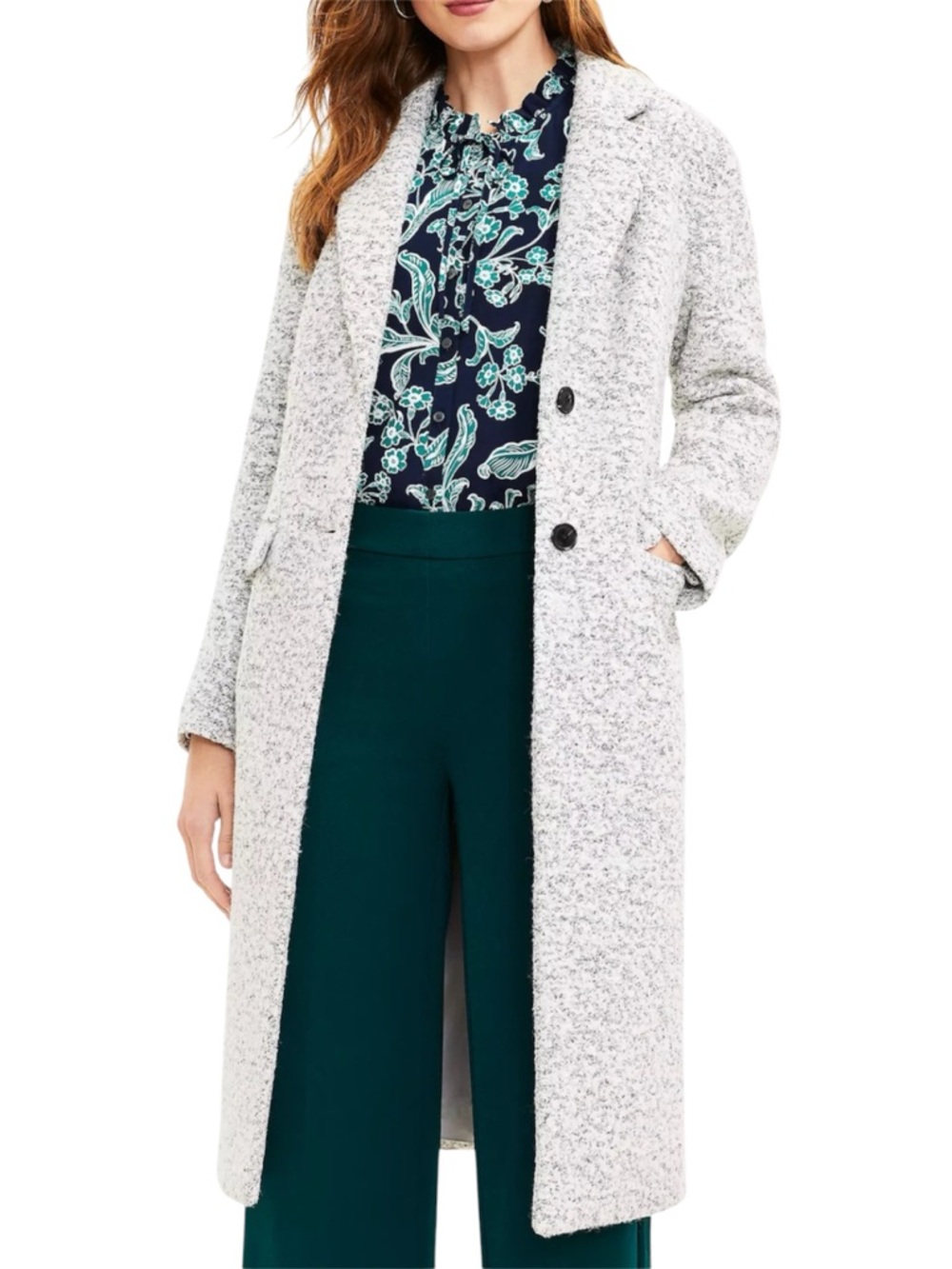 Ann Taylor Loft Gray Boucle Coat
